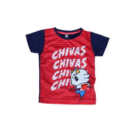 PLAYERA BEBE ROJA MANGAS AZULES CHIVAS CHIVAS