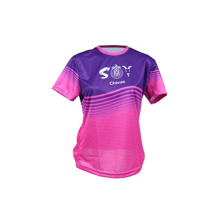 PLAYERA MUJER ROSA Y MORADO SOY CHIVAS