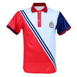 POLO ROJI BLANCA MANGAS COMBINADAS ESCUDO CHIVAS