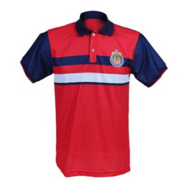 POLO ROJA MANGAS AZULES 2 FRANAJAS ESCUDO CHIVAS