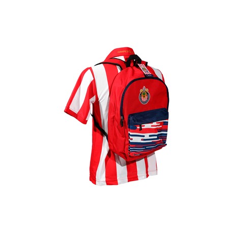 MOCHILA ROJA TEXTURAS ESCUDO CHIVAS