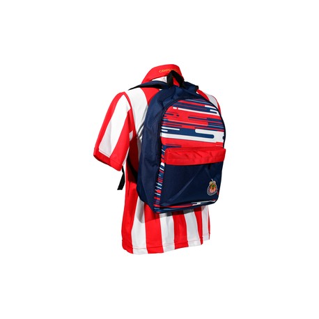 MOCHILA AZUL TEXTURAS ESCUDO CHIVAS