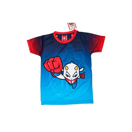 PLAYERA BEBÉ AZUL DEGRADADO CHIVITO Y ESCUDO CHIVAS