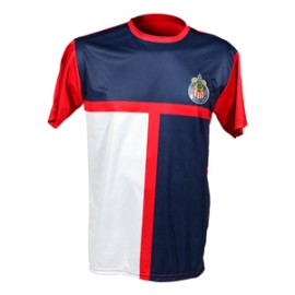 PLAYERA T COMBINADA ESCUDO CHIVAS