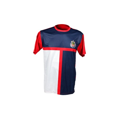 PLAYERA T COMBINADA ESCUDO CHIVAS