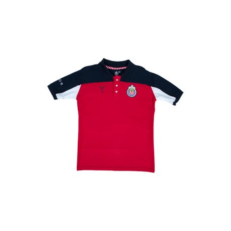 POLO TRICOLOR BASE ROJA ESCUDO CHIVAS