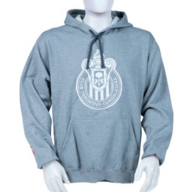 SUDADERA GRIS ESCUDO BORDADO CHIVAS BLANCO