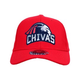 GORRA ROJA APLICACIÓN ICONO CHIVITA Y PALABRA CHIVAS