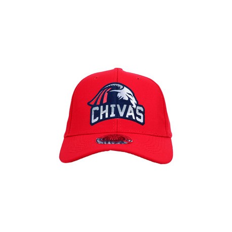 GORRA ROJA APLICACIÓN ICONO CHIVITA Y PALABRA CHIVAS